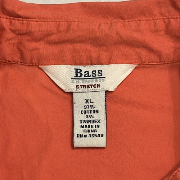 Bass Stretch XL Ladies Princess Seam Button Down 3/4 Sleeve Shirt Pumpkin Color - Picture 2 of 8